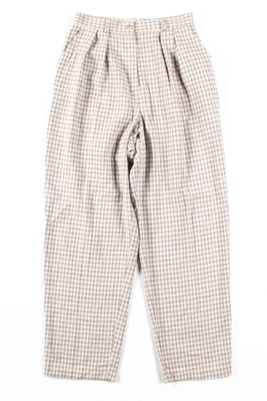 Tan Plaid High Waisted Pants (sz. 8P)