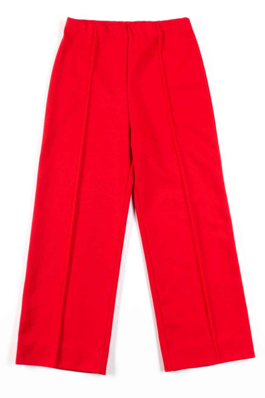 Red Pleated Pull On Pants