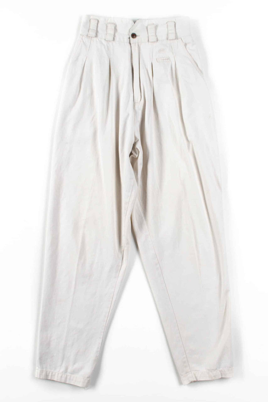 White Pleated High Waisted Pants (sz. 8)