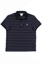 Grey Striped Lacoste Polo Shirt
