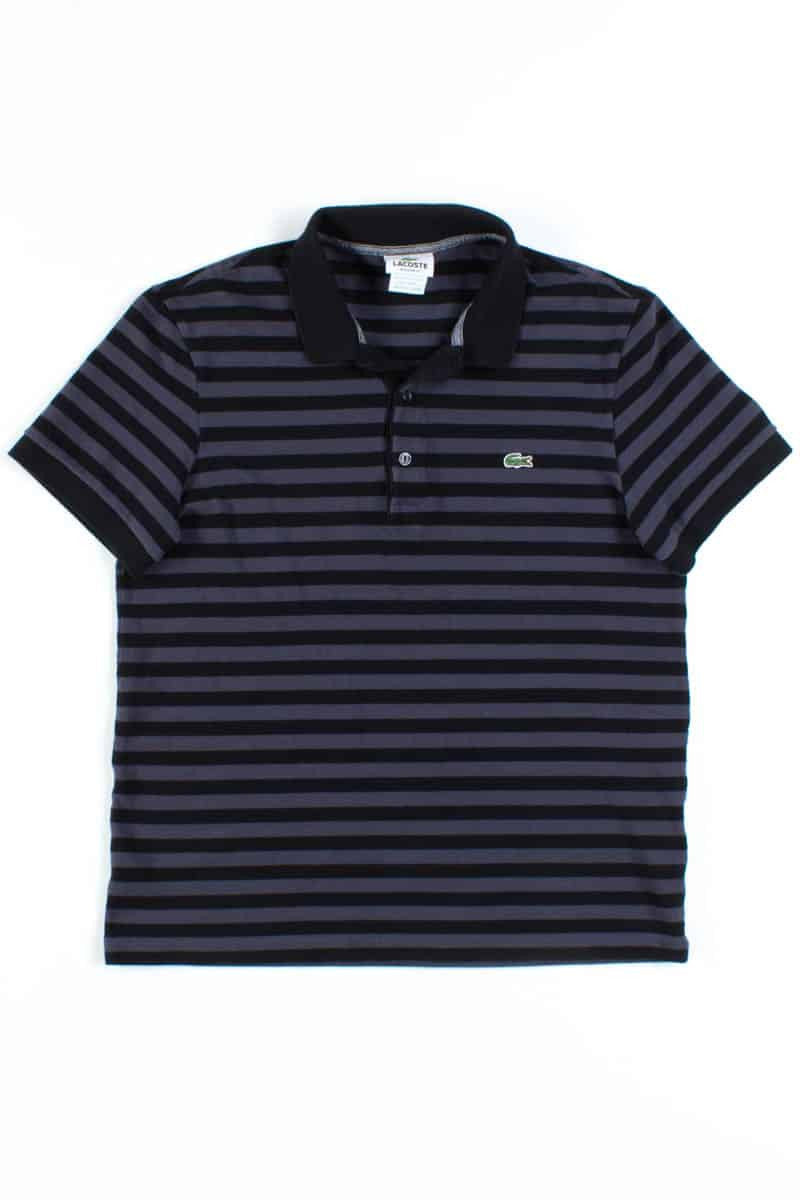 Grey Striped Lacoste Polo Shirt