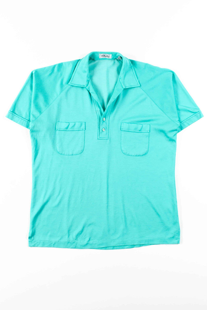 Teal V-Neck Polo Shirt