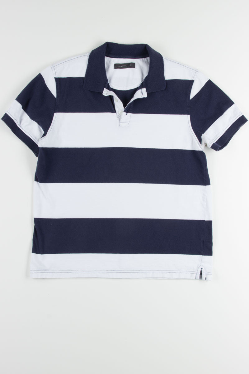 Blue & White Striped Polo Shirt