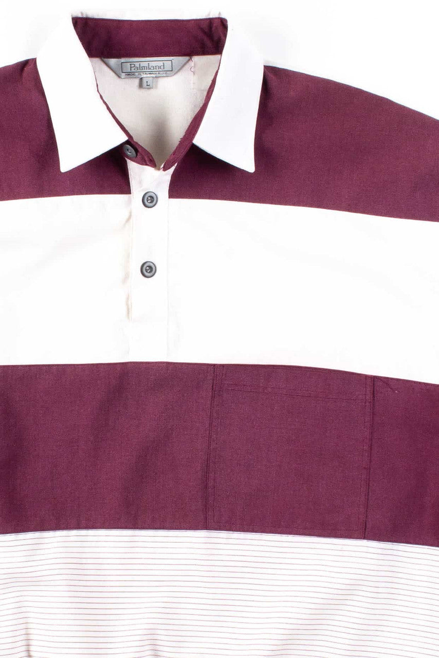 Burgundy Striped Polo Shirt