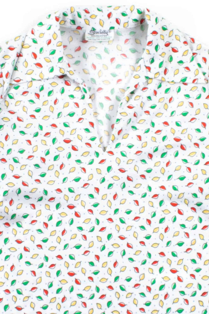 Multicolor Leaf V-Neck Polo Shirt