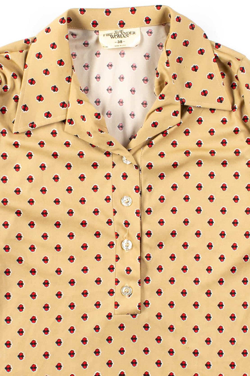 Vintage Tan Patterned Polo Shirt