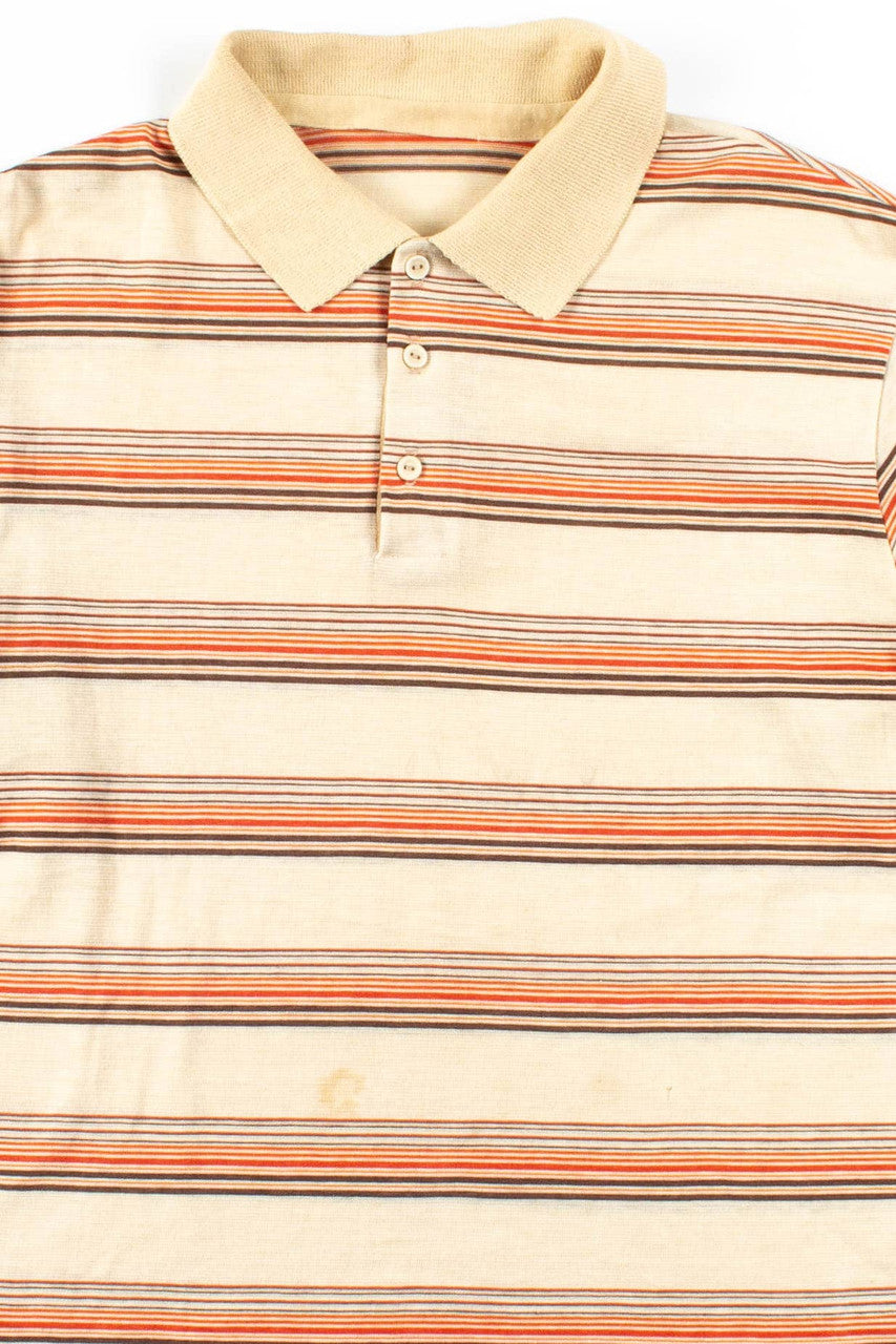Beighe Striped Vintage Polo Shirt