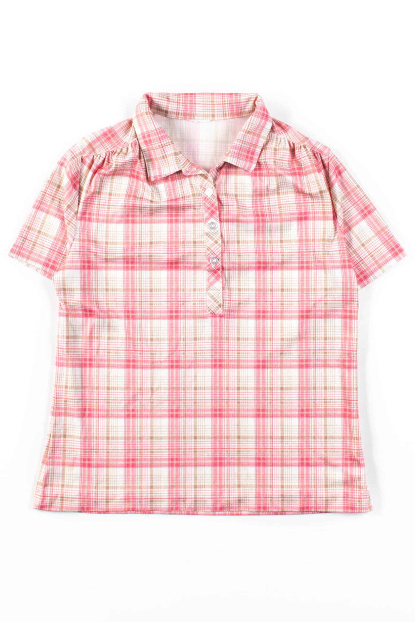 Pink Plaid Polo Shirt