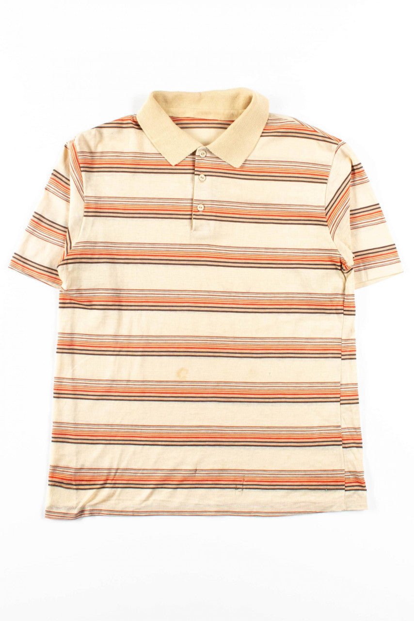 Beighe Striped Vintage Polo Shirt
