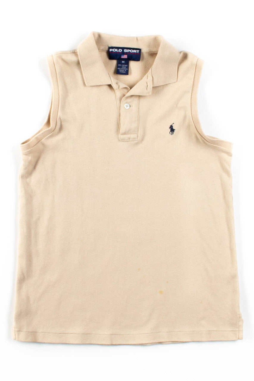 Tan Sleeveless Polo Shirt