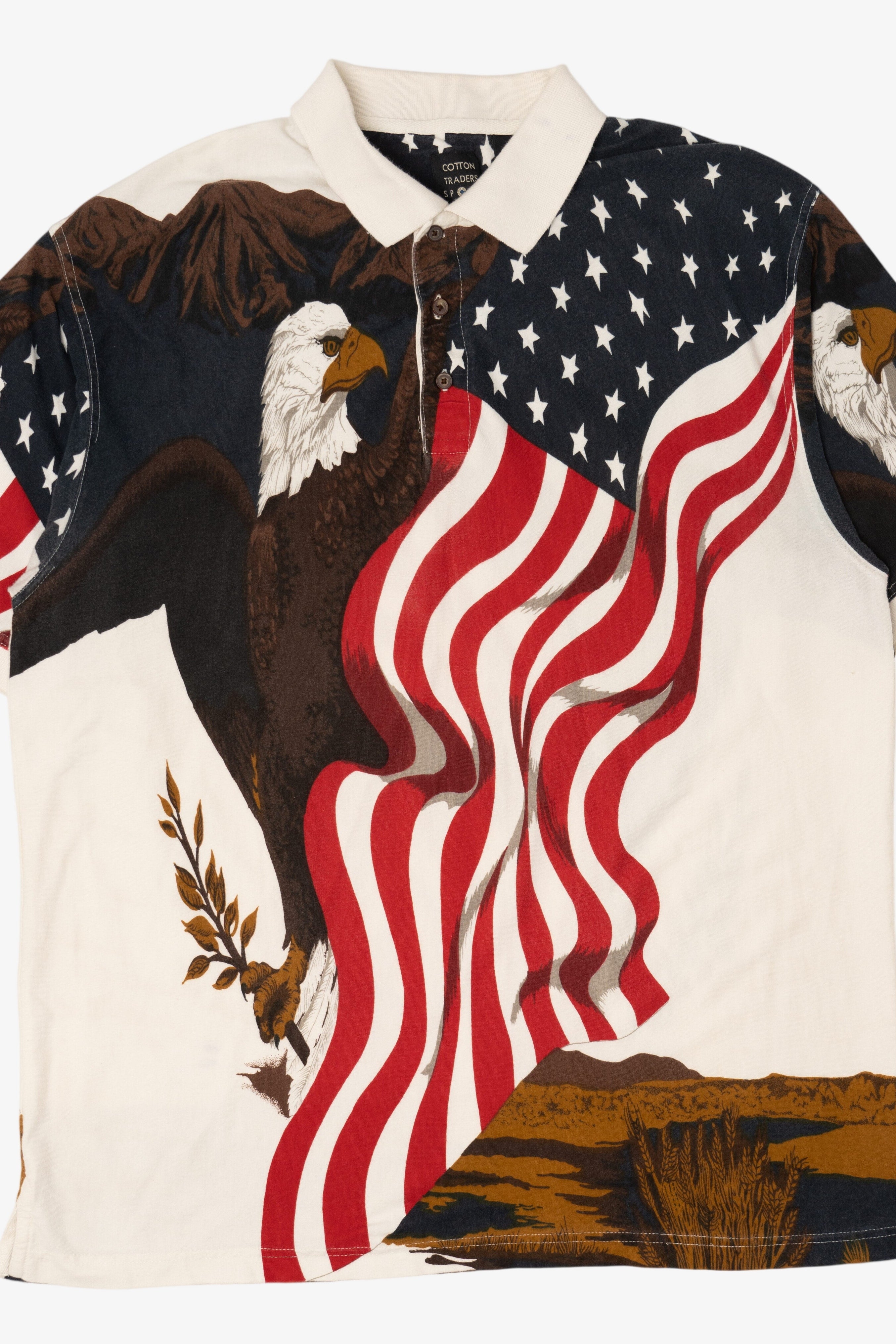 Vintage American Eagle All Over Print Polo Shirt (1990s)