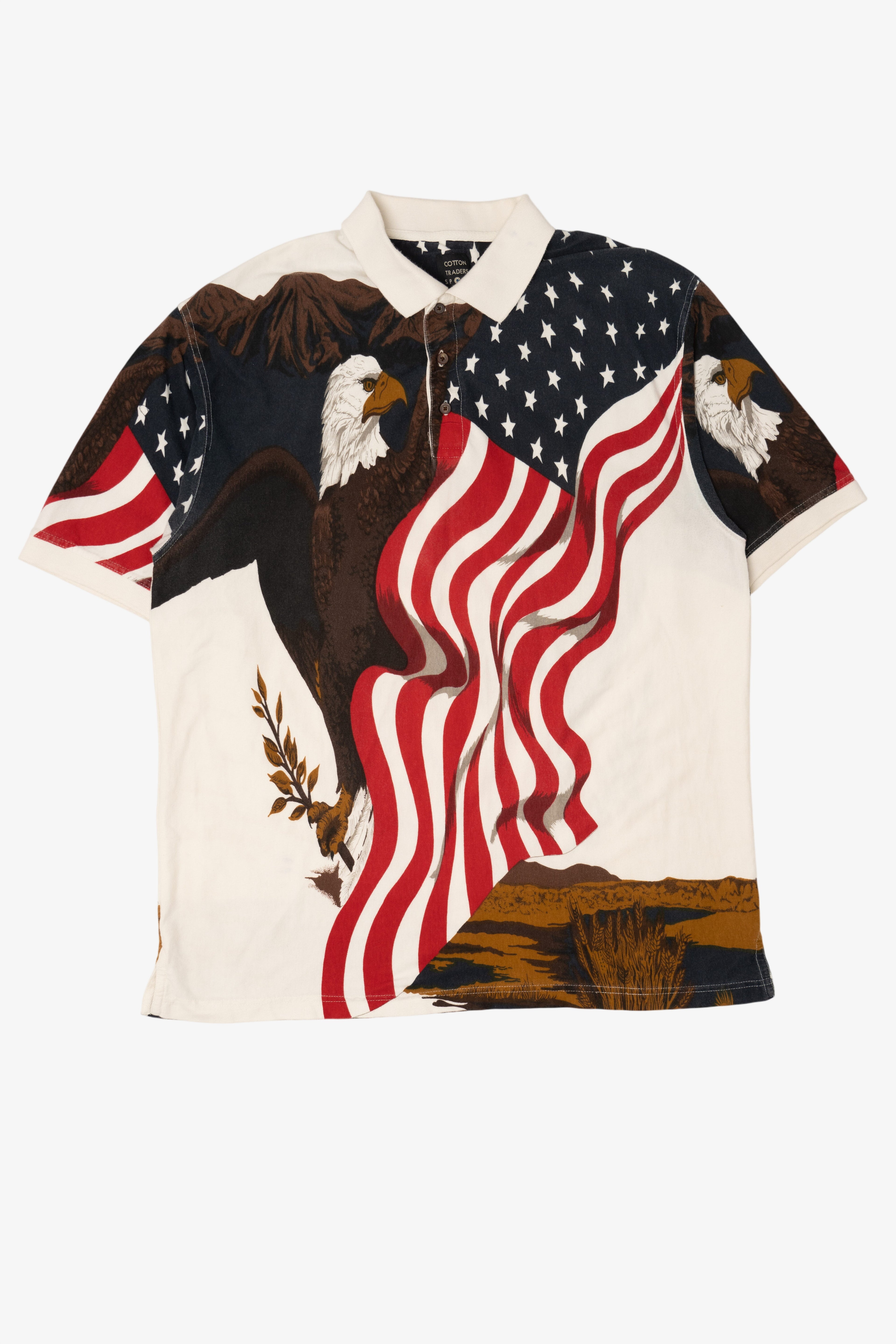 Vintage American Eagle All Over Print Polo Shirt (1990s)