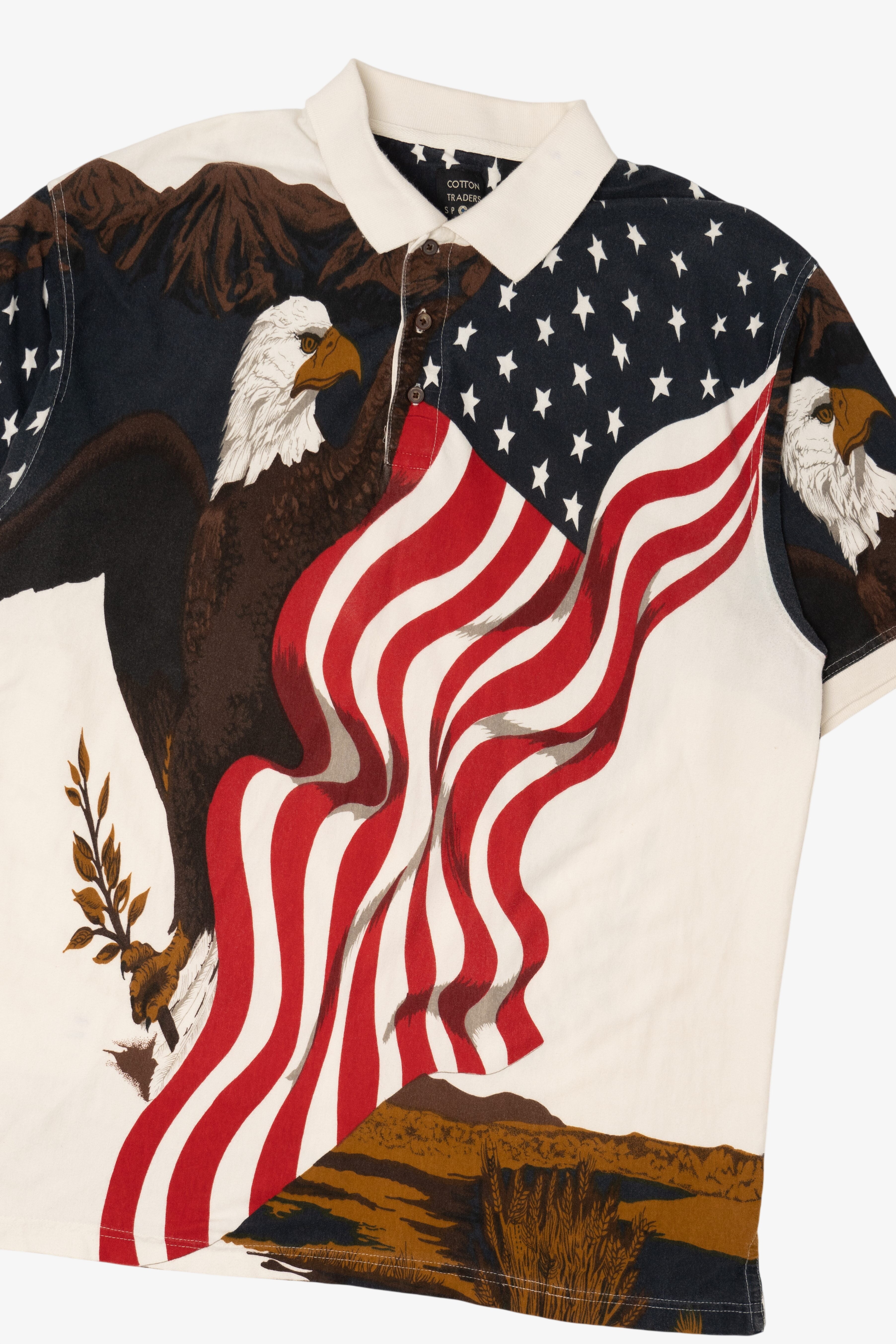 Vintage American Eagle All Over Print Polo Shirt (1990s)