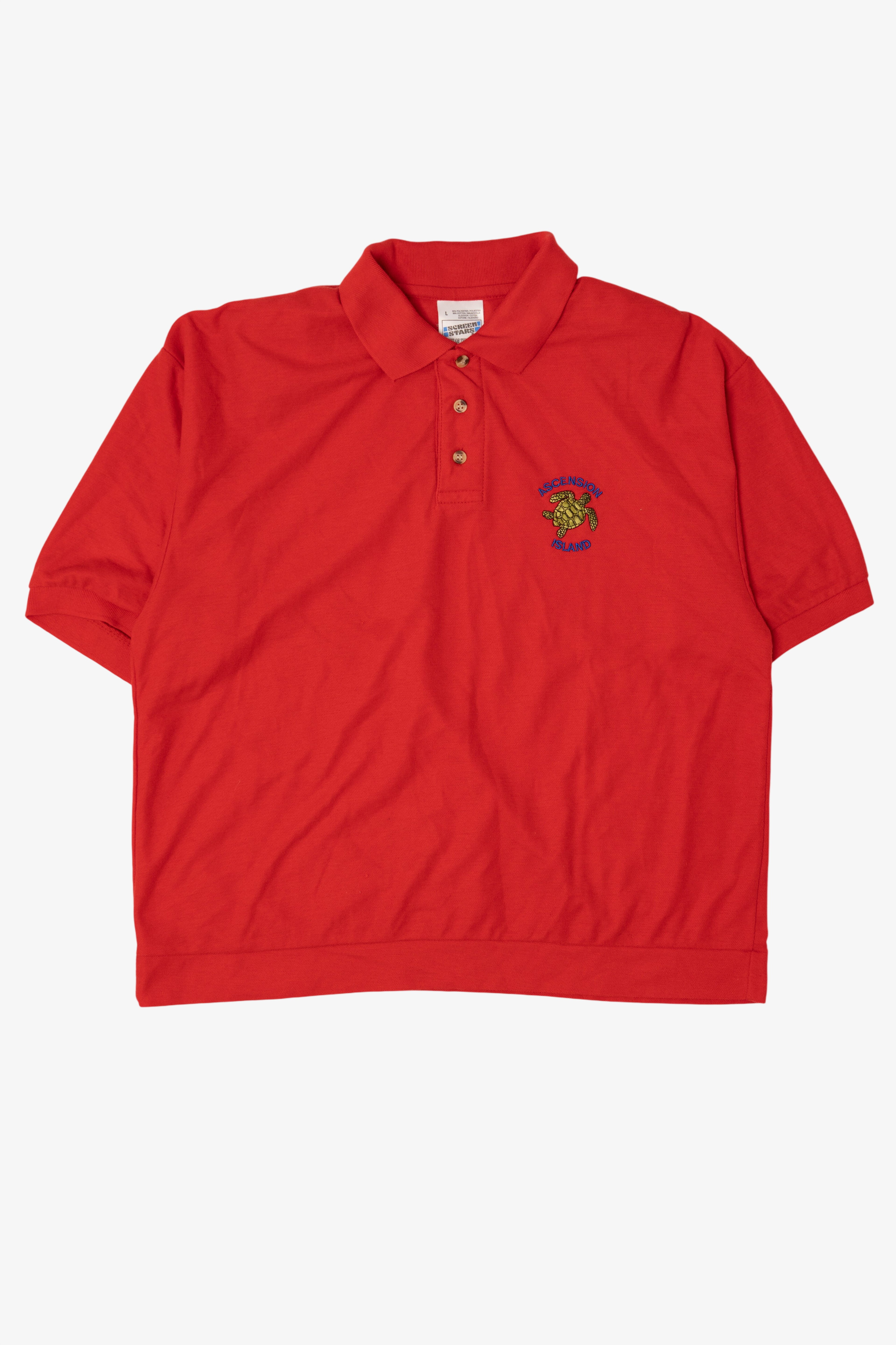 Vintage Red Screen Stars "Ascension Island" Polo Shirt (1990s)
