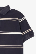 Vintage Navy Blue Striped Izod Polo Shirt (1990s)