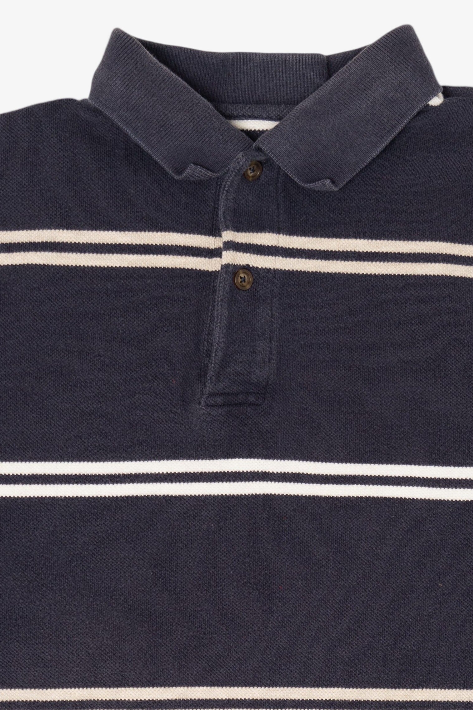 Vintage Navy Blue Striped Izod Polo Shirt (1990s)