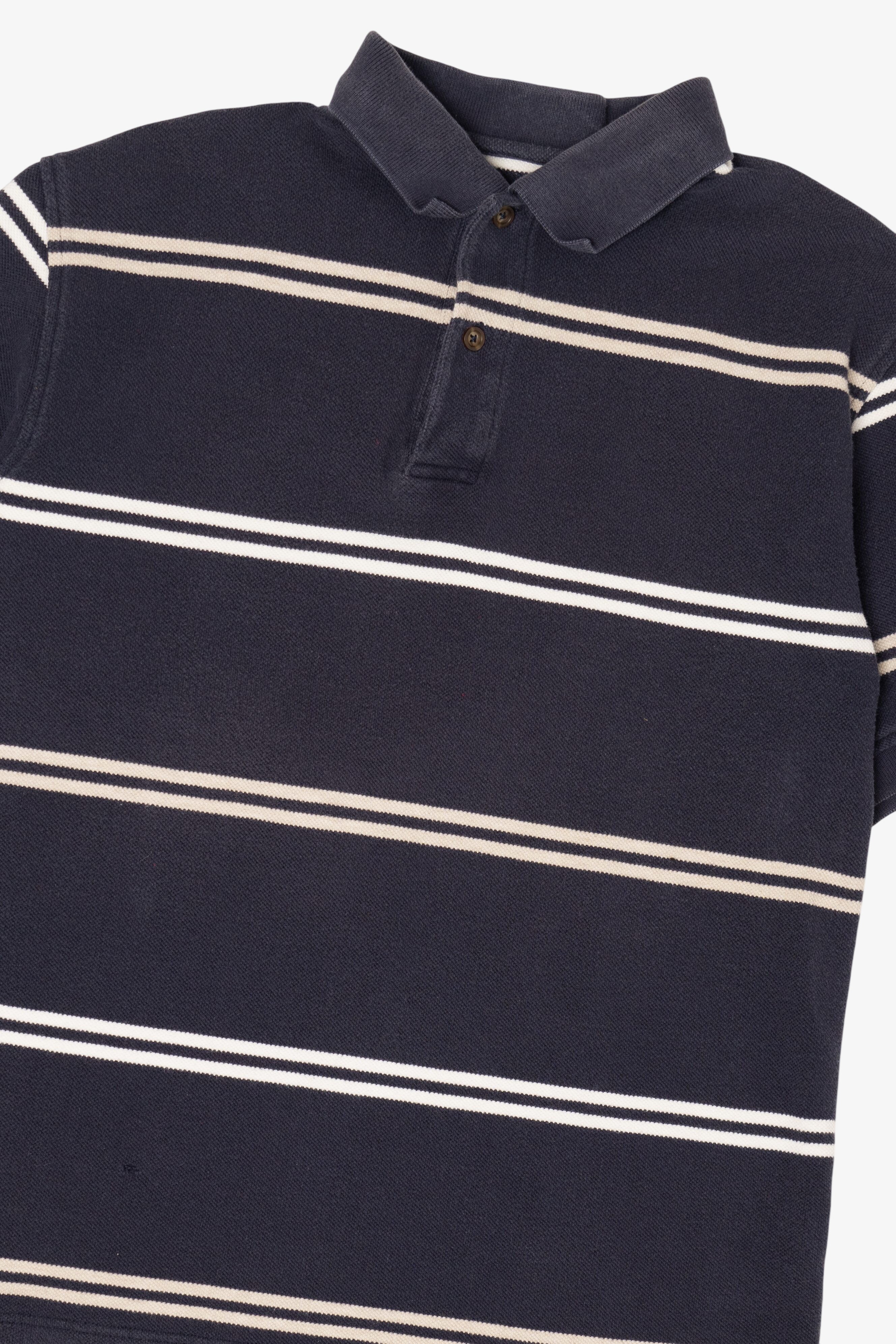 Vintage Navy Blue Striped Izod Polo Shirt (1990s)