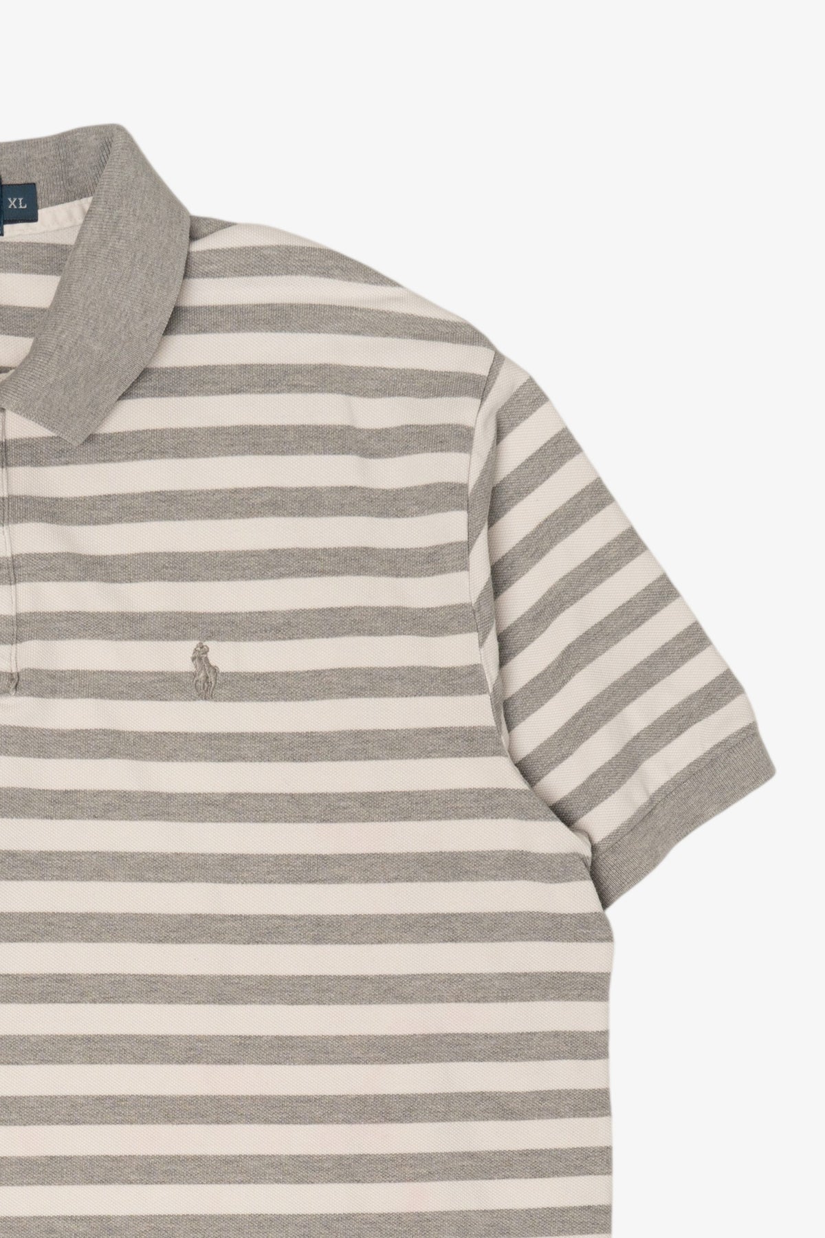 Vintage Gray Striped Polo By Ralph Lauren Top (1990s)