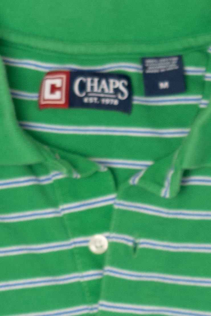 Vintage Green Striped Chaps Polo Shirt (2000s)