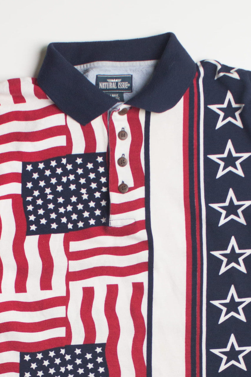 Vintage American Flag Polo Shirt