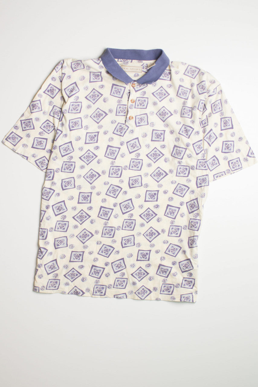 Vintage Diamond Pattern Polo Shirt