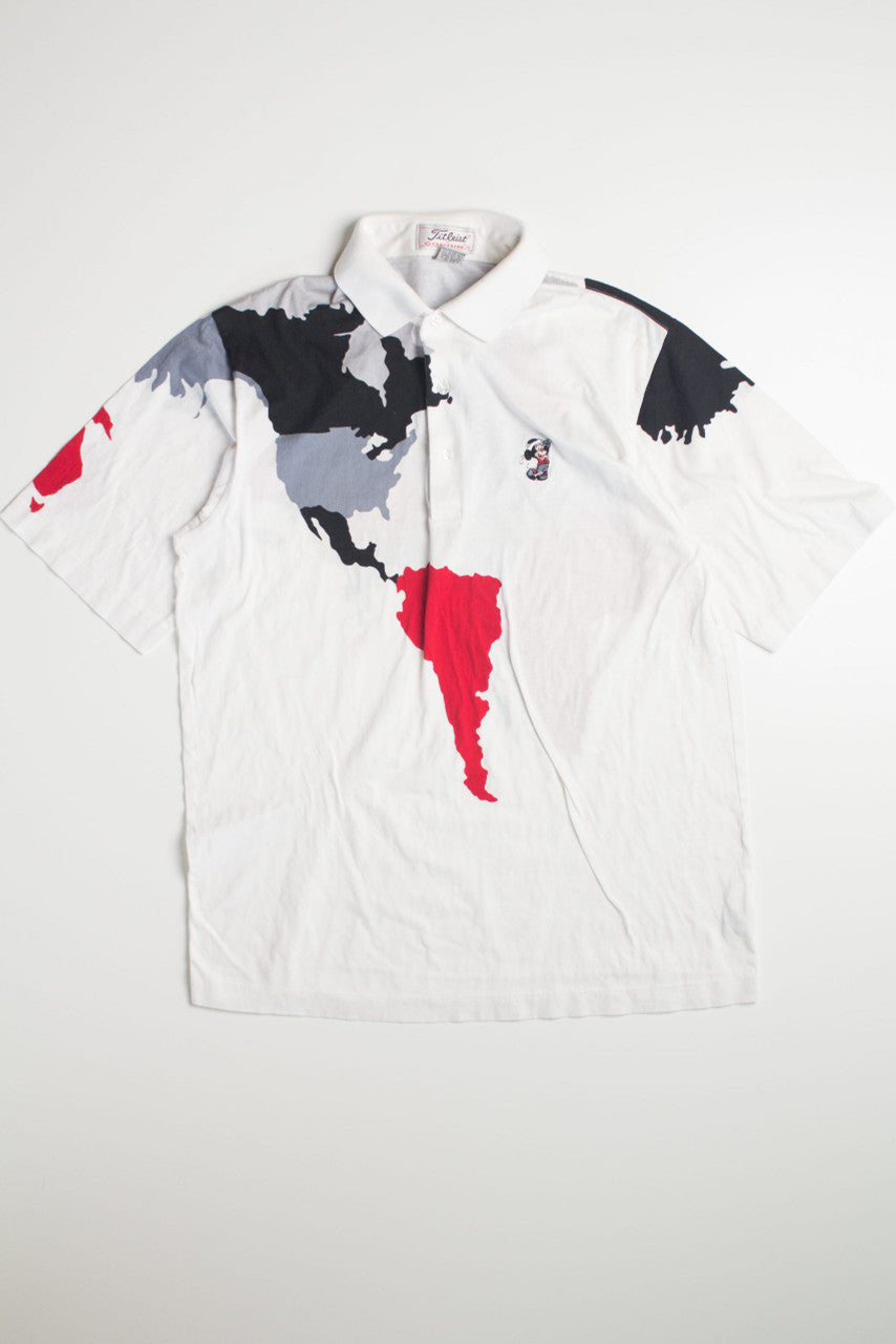 Vintage Mickey Mouse World Map Polo Shirt