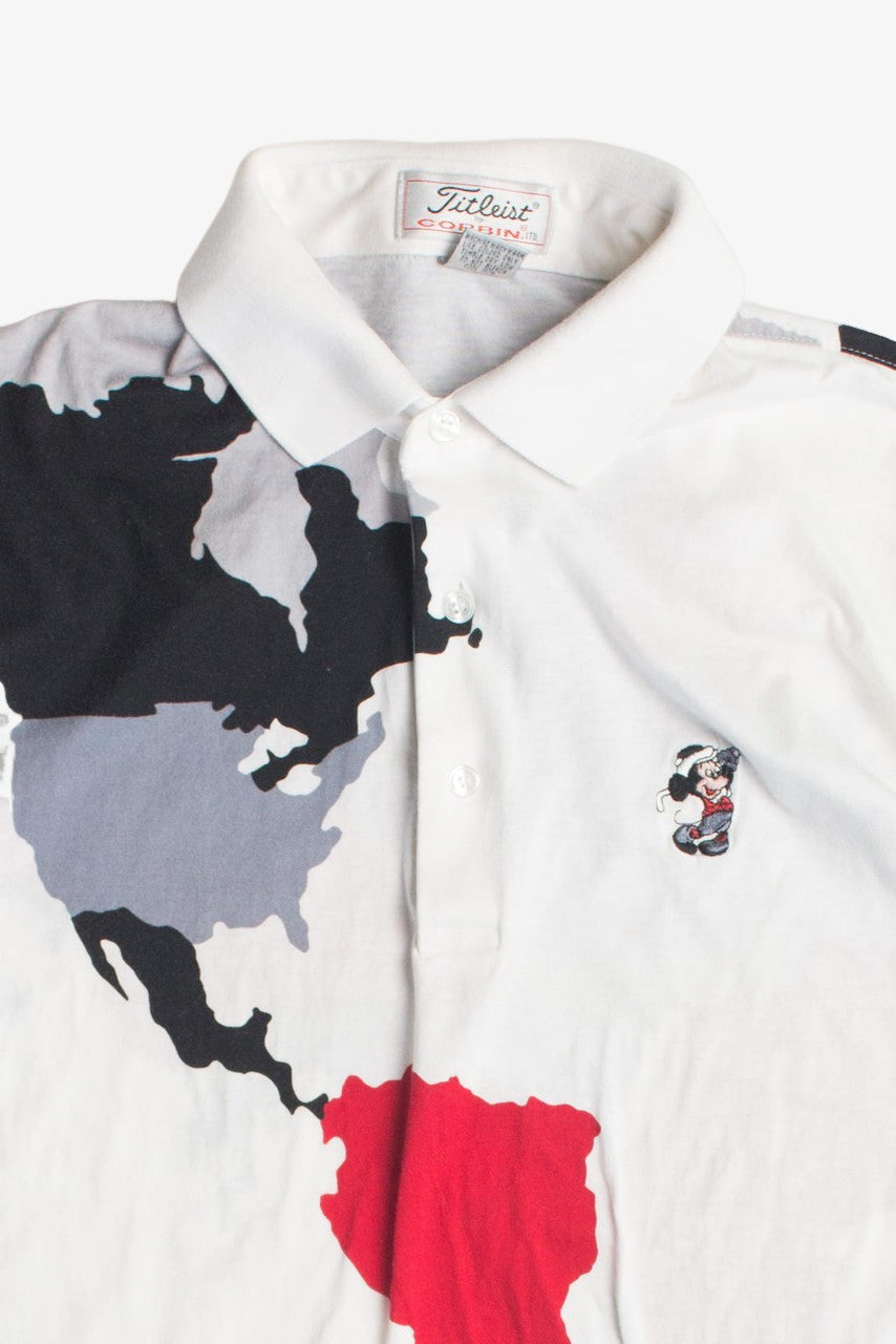 Vintage Mickey Mouse World Map Polo Shirt
