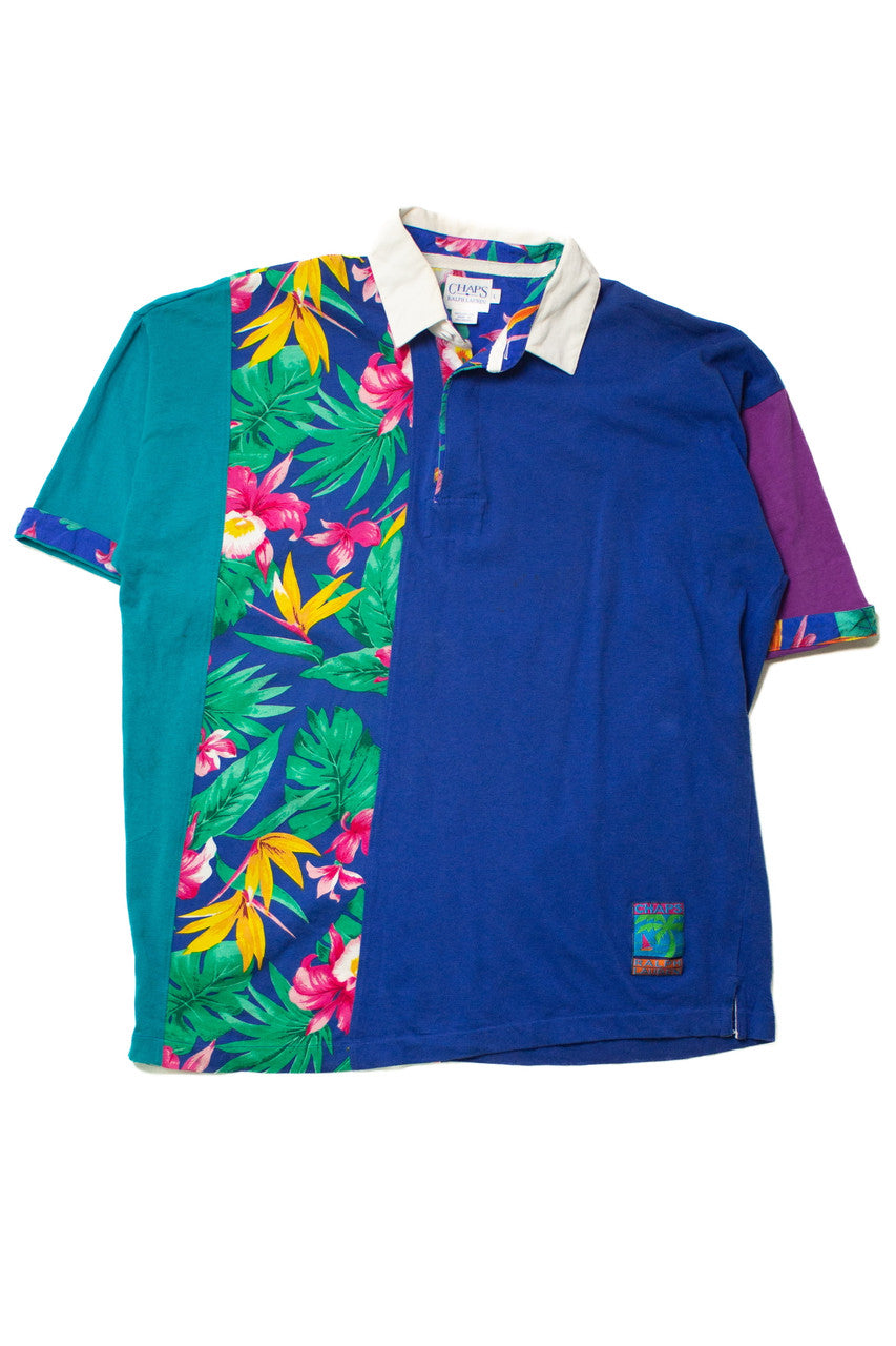 Vintage Chaps Color Block Tropical Polo Shirt (sz. Large)