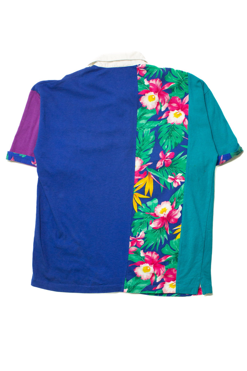 Vintage Chaps Color Block Tropical Polo Shirt (sz. Large)