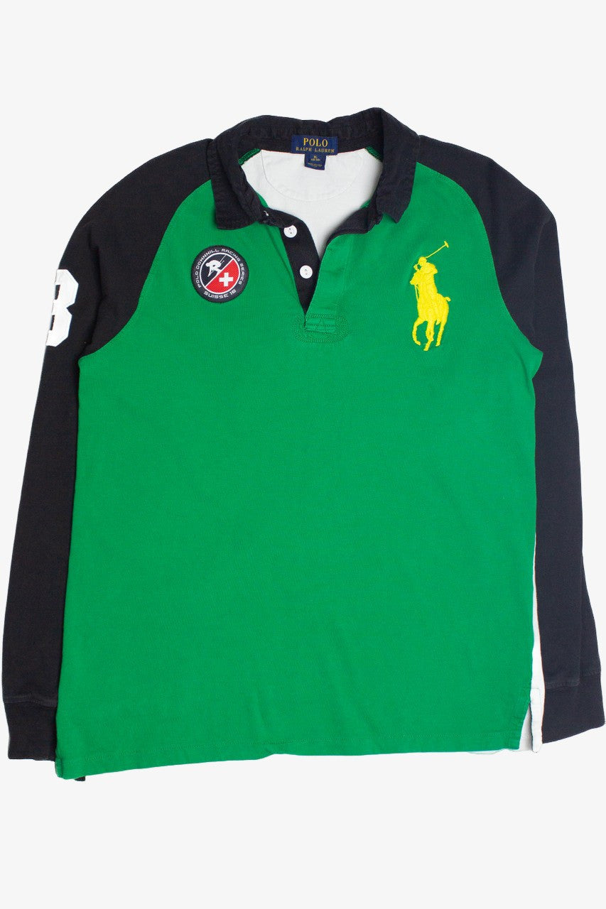 Vintage Polo By Ralph Lauren Downhill Ski Patch Long Sleeve Polo Shirt