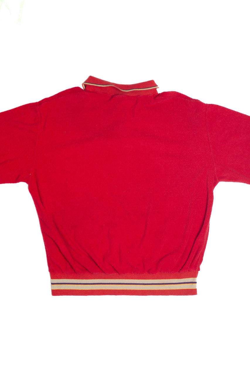 Vintage Terry Cloth Long Sleeve Counter Action Polo Shirt