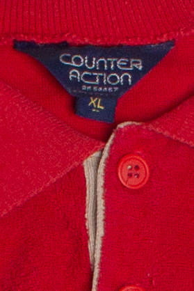 Vintage Terry Cloth Long Sleeve Counter Action Polo Shirt