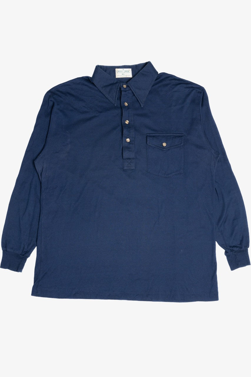 Vintage Navy Long Sleeve Cross Creek Polo Shirt