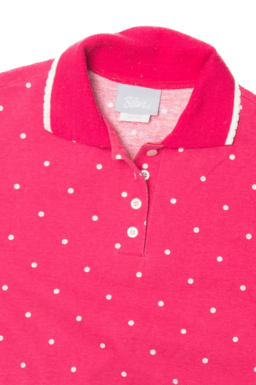 Vintage Blair Pink Dotted Polo Shirt (1990s)