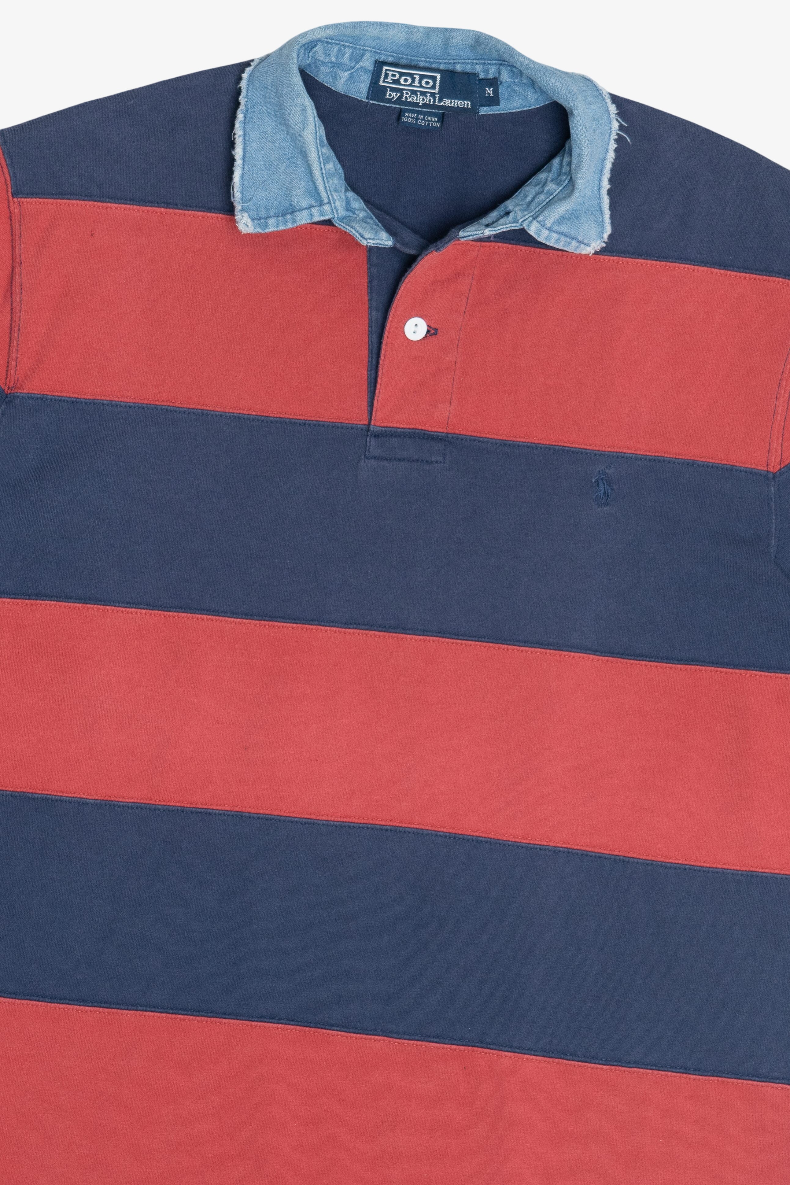 Vintage Polo By Ralph Lauren Denim Collar Striped Polo (2000s)