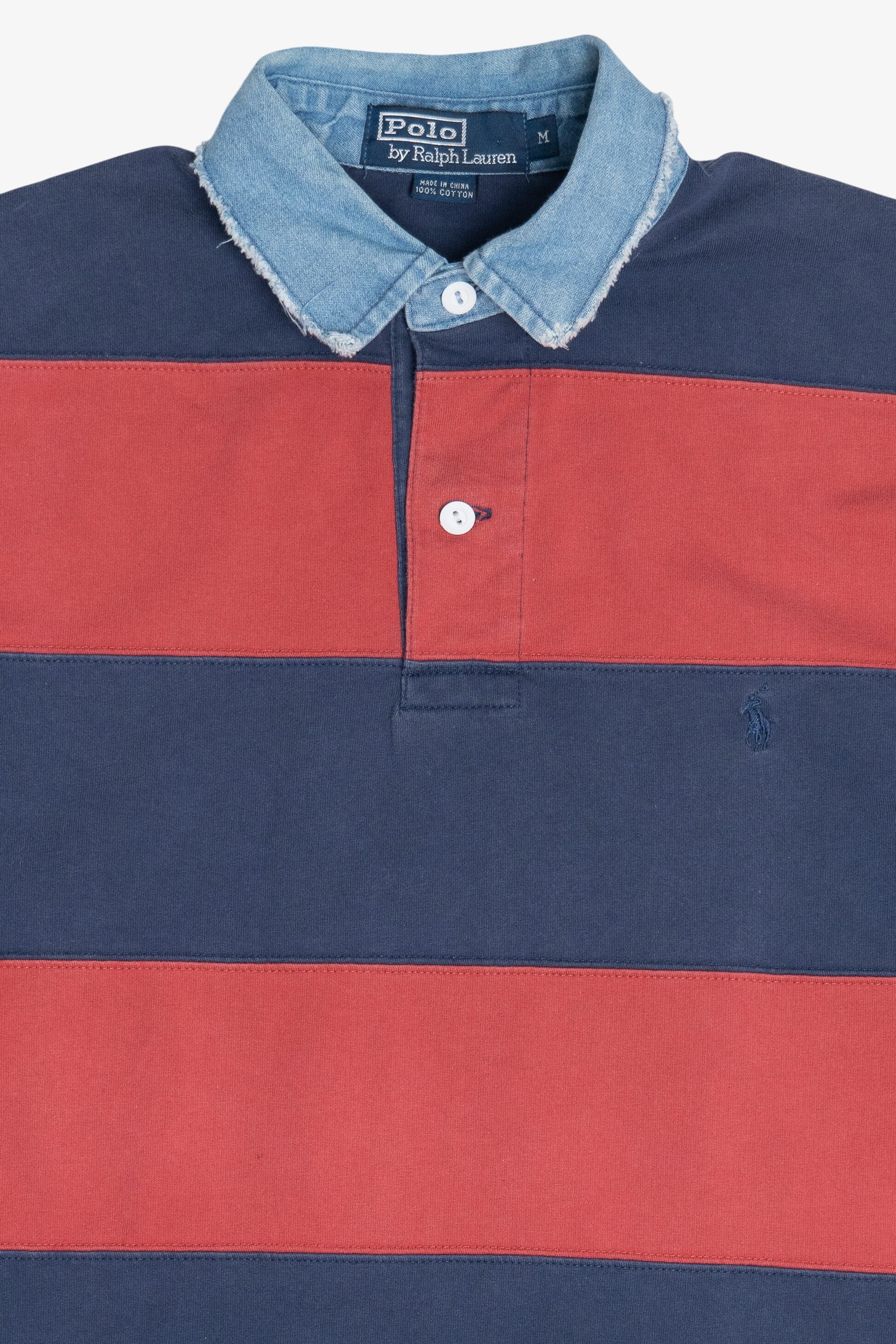 Vintage Polo By Ralph Lauren Denim Collar Striped Polo (2000s