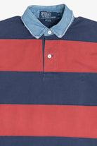 Vintage Polo By Ralph Lauren Denim Collar Striped Polo (2000s)