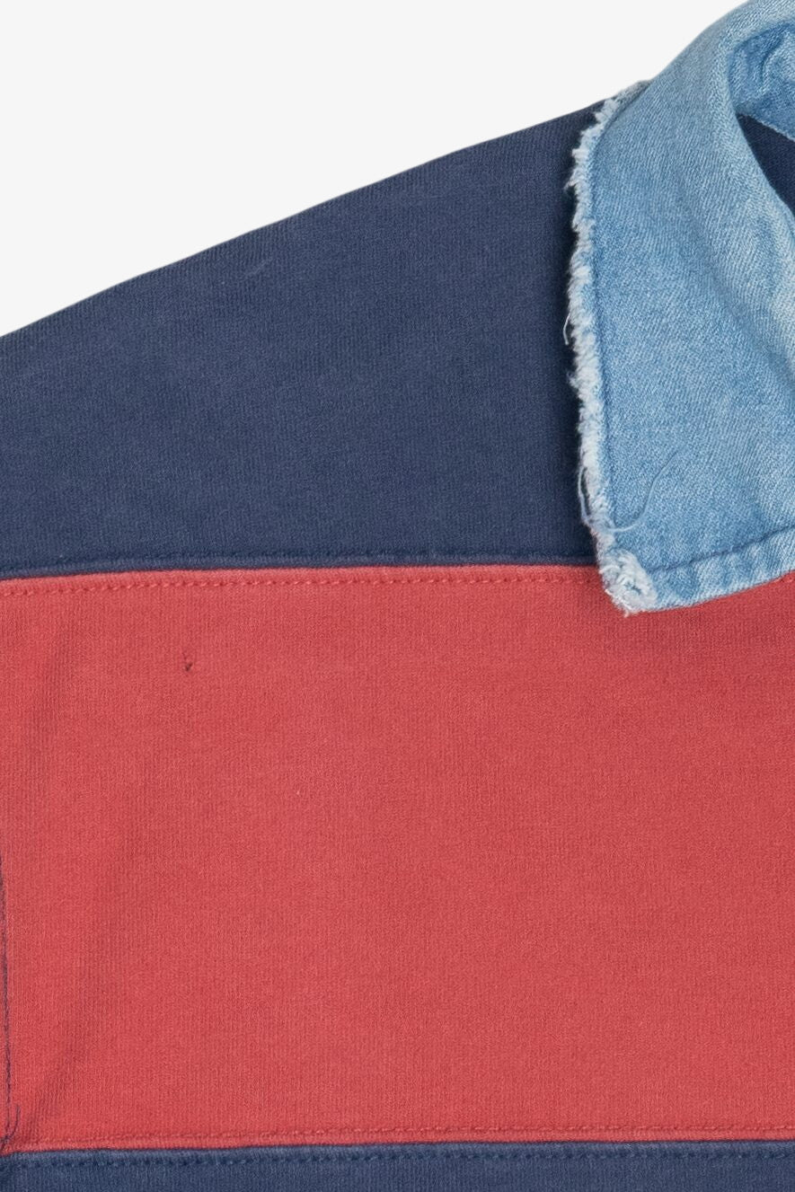 Vintage Polo By Ralph Lauren Denim Collar Striped Polo (2000s)