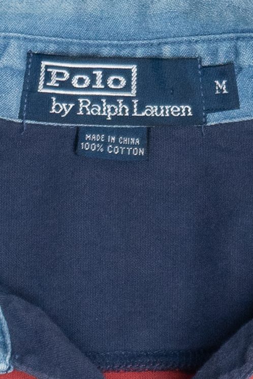 Vintage Polo By Ralph Lauren Denim Collar Striped Polo (2000s)