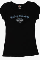 Black Harley Davidson San Jancinto Pasadena Texas T-Shirt (2000s)