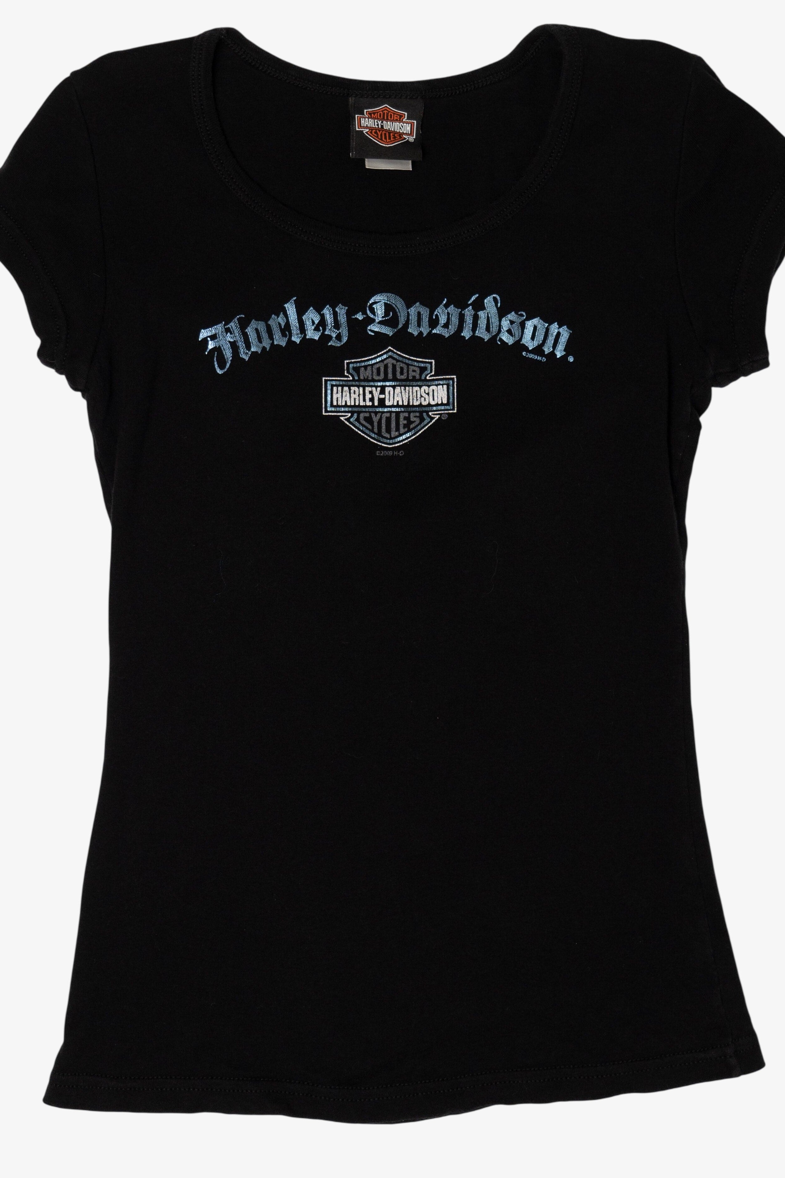 Black Harley Davidson San Jancinto Pasadena Texas T-Shirt (2000s)