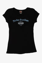Black Harley Davidson San Jancinto Pasadena Texas T-Shirt (2000s)