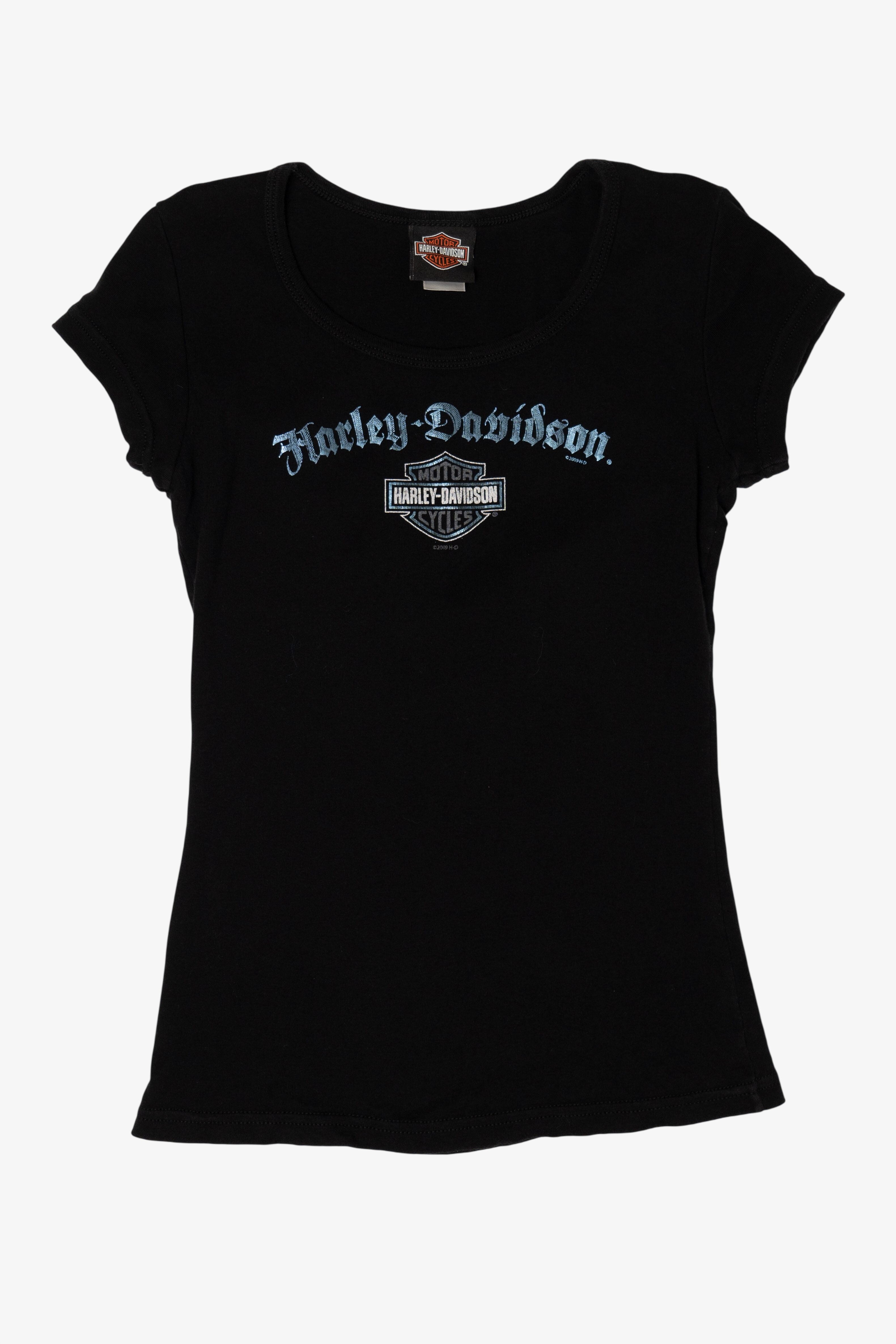 Black Harley Davidson San Jancinto Pasadena Texas T-Shirt (2000s)