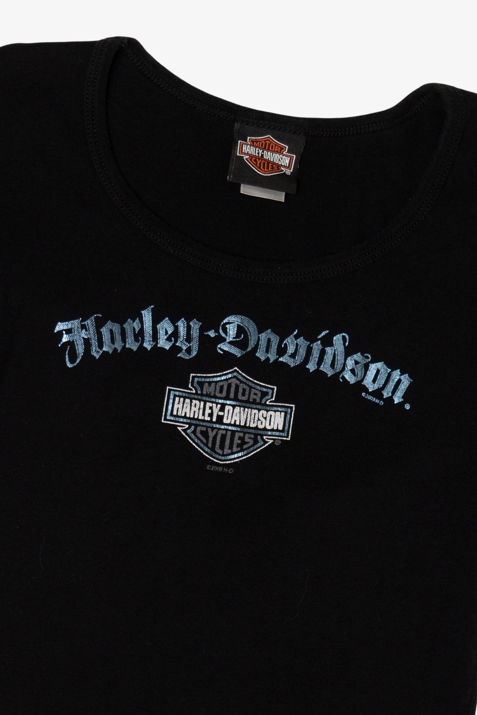 Black Harley Davidson San Jancinto Pasadena Texas T-Shirt (2000s)