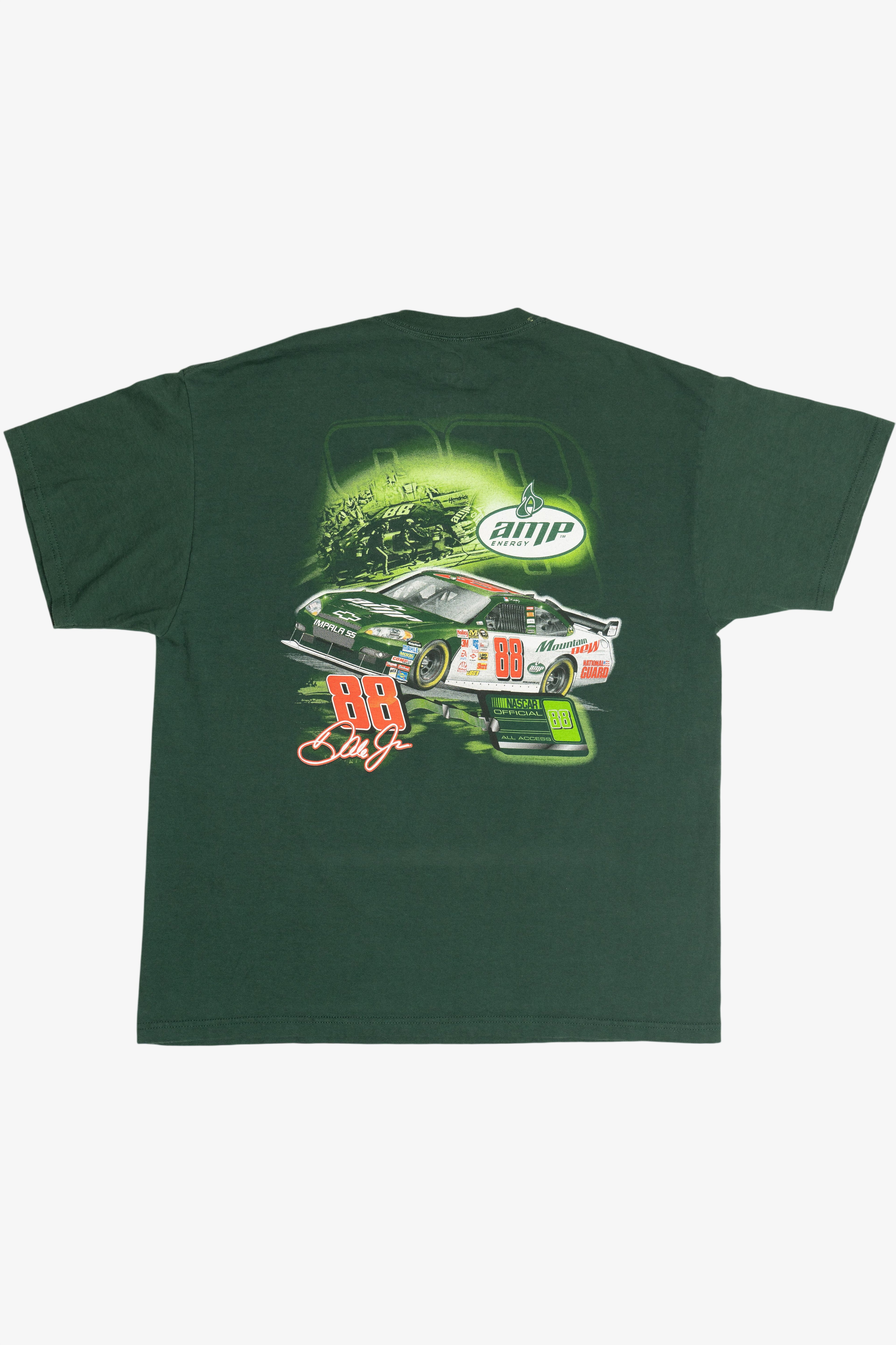 NASCAR Dale Jr. #88 Amp Energy Front/Back Print Racing T-Shirt (2010s)