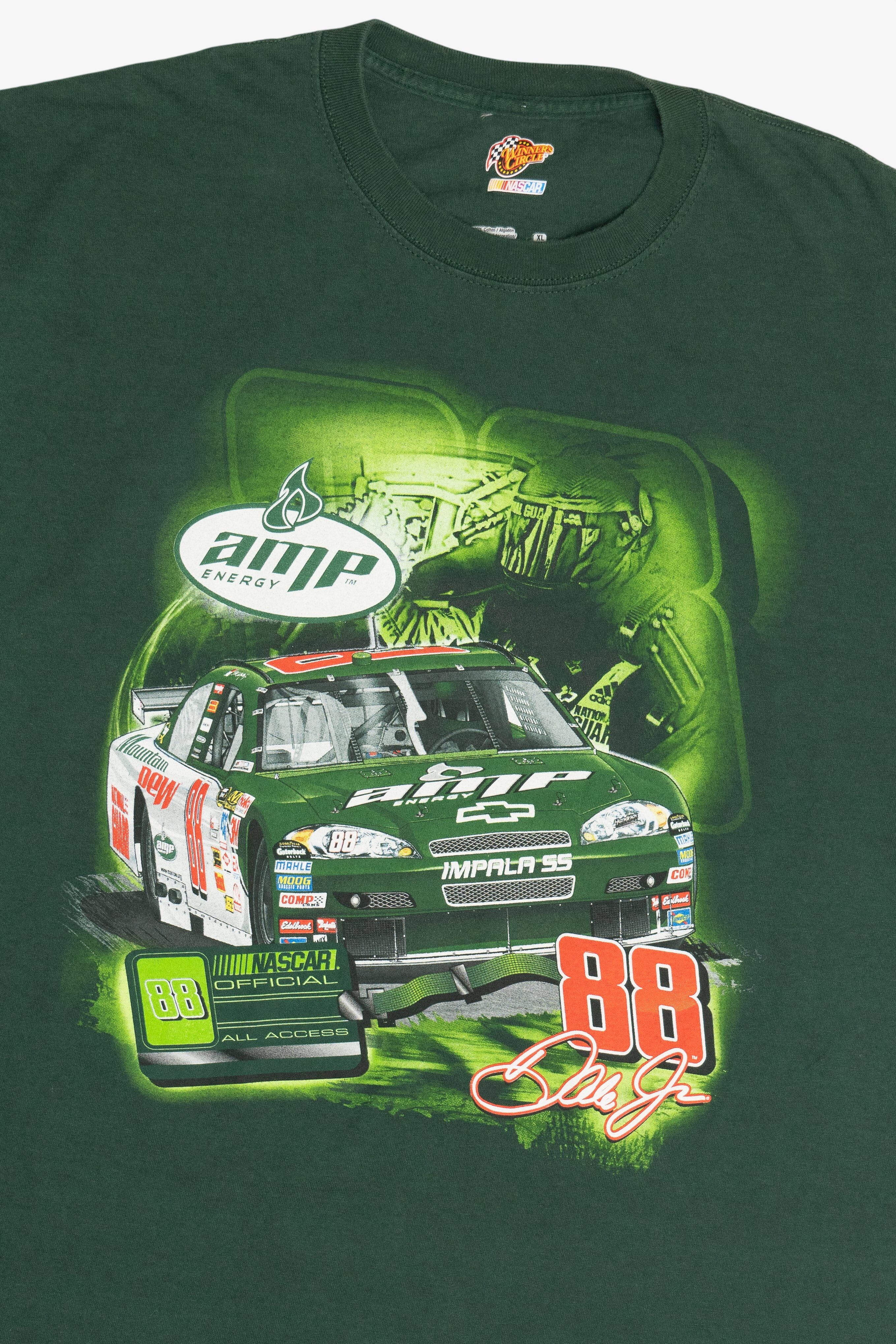 NASCAR Dale Jr. #88 Amp Energy Front/Back Print Racing T-Shirt (2010s)