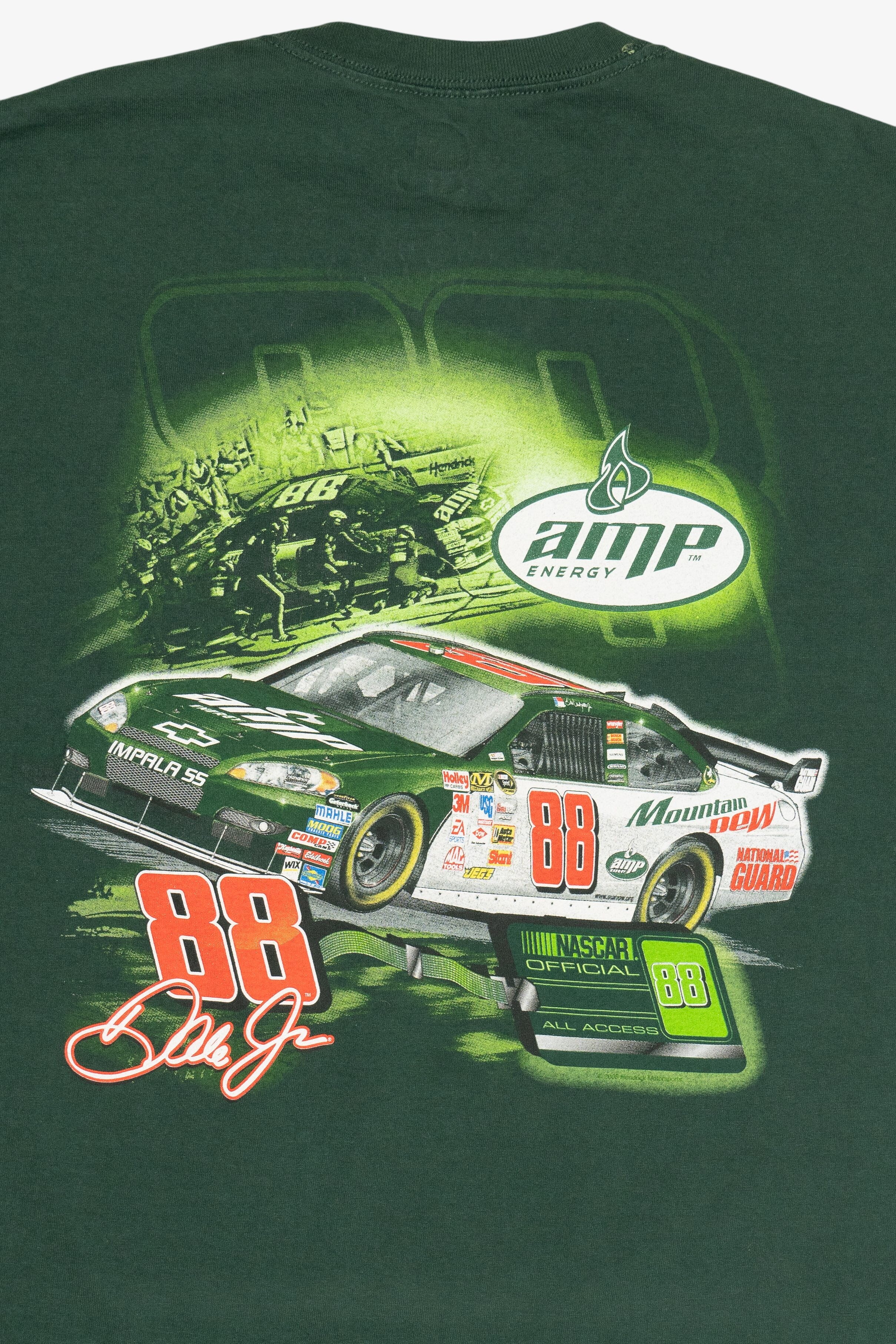 NASCAR Dale Jr. #88 Amp Energy Front/Back Print Racing T-Shirt (2010s)