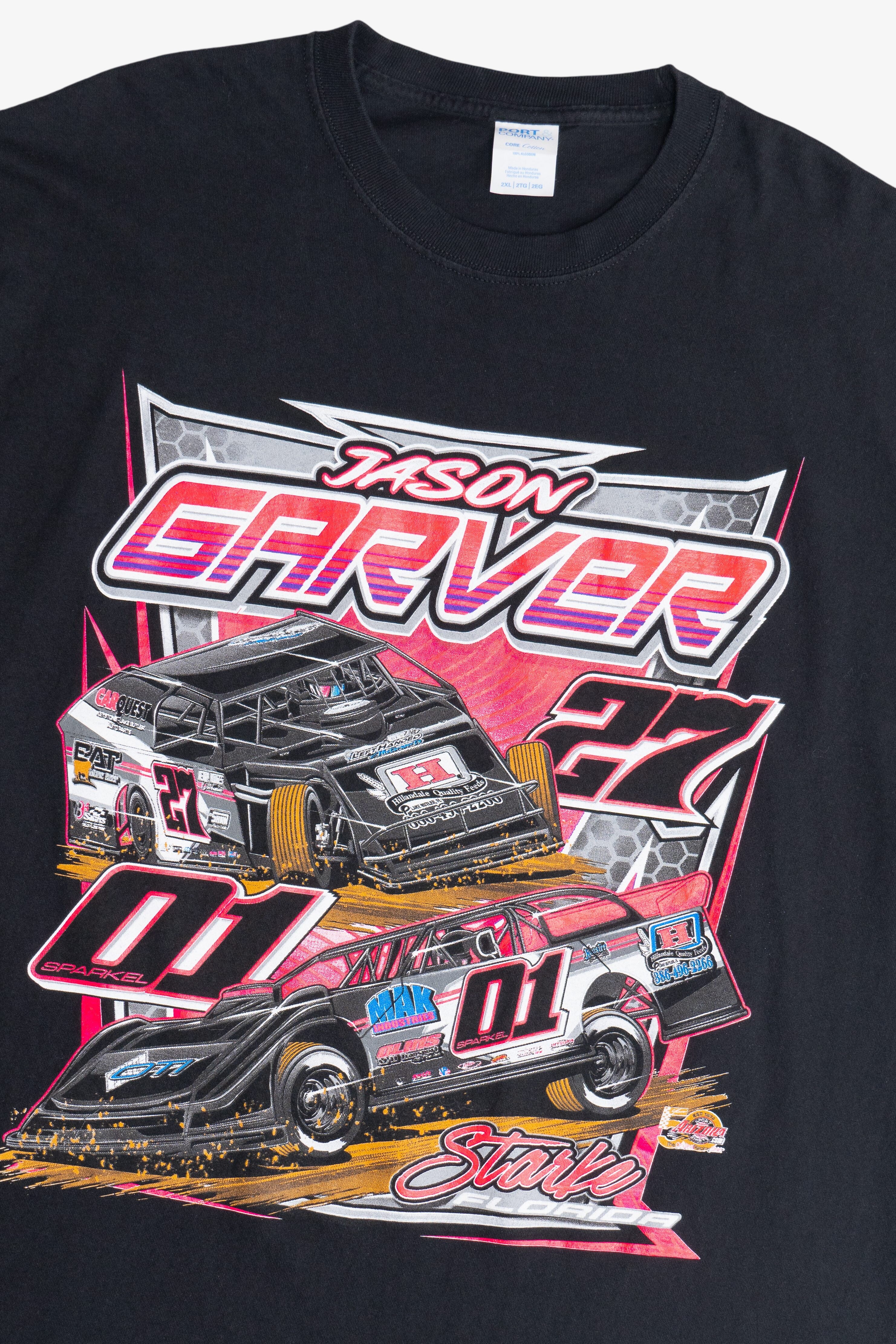 Jason Garver Motorsports #01 Starke Florida Racing Front/Back Print T-Shirt (2020s)