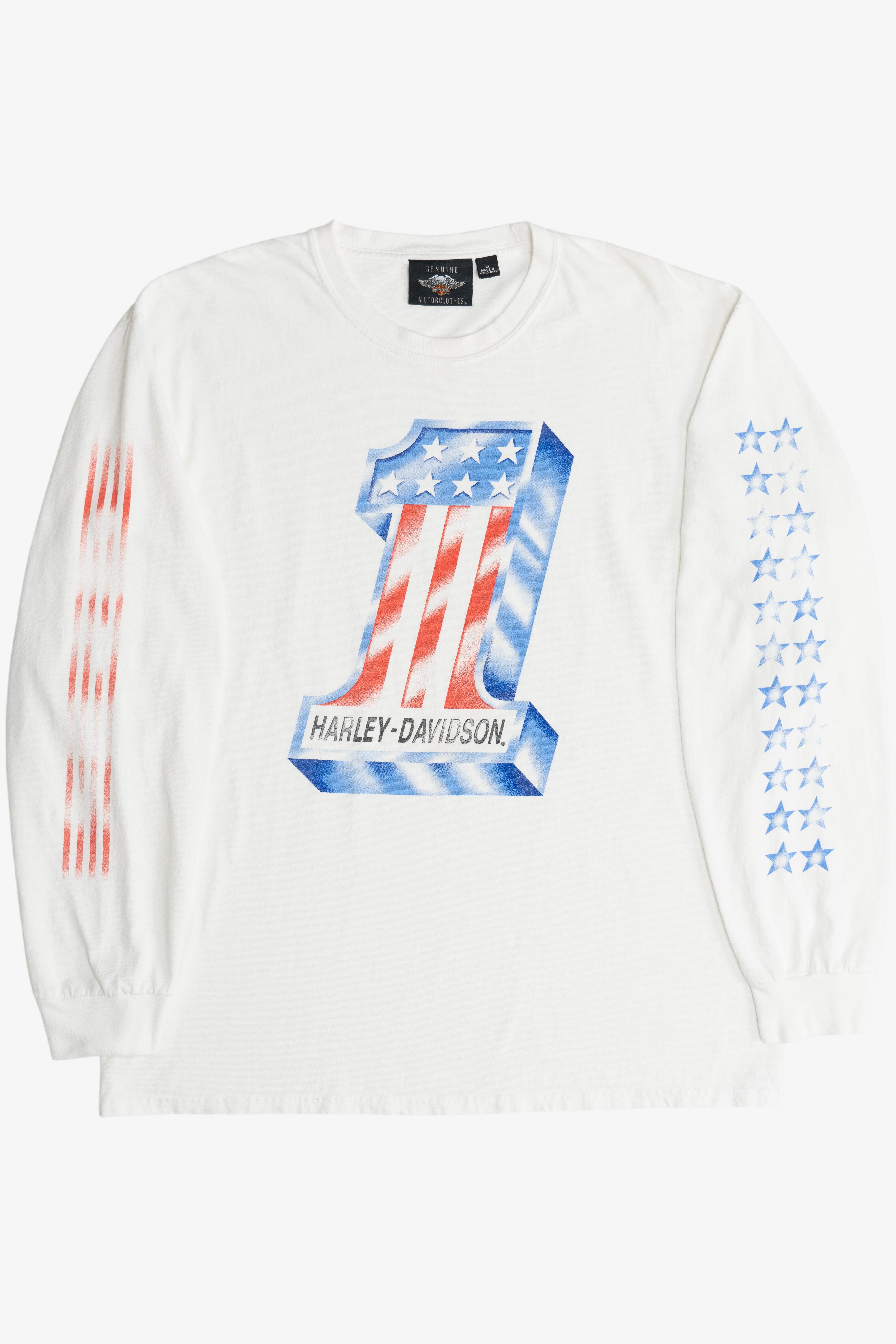 Vintage Harley Davidson #1 Stars And Stripes Long Sleeve T-Shirt (2000s)