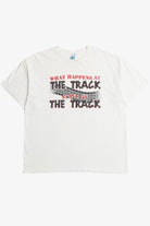 Vintage "What Happens At The Track Stays Track" Funny Racing T-Shirt (2000s)